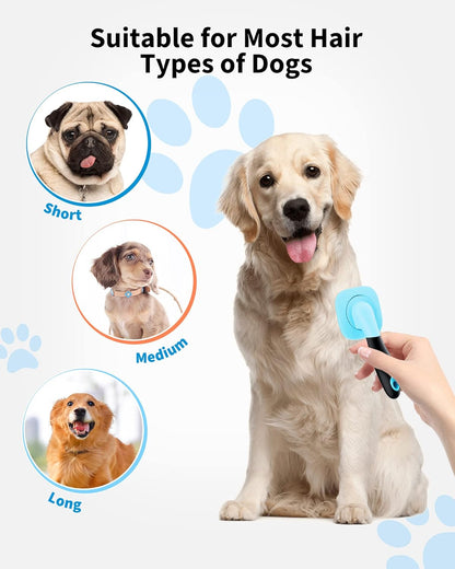 Dog & Cat Grooming Brush - Slicker Shedding Tool (Blue)