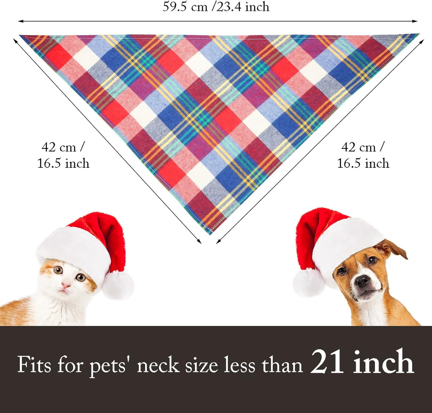 12 Piece Christmas Dog Bandanas Plaid Pet Bandanas Scarf Triangle Bibs Kerchief Washable Reversible Adjustable Pet Costume Accessories for Small Large Dogs and Cats(Lattice Graphic)