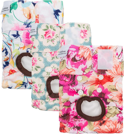Dog Diapers Female Washable Small Medium Large 3 Pack Reusable Doggie Diapers Puppy Period Pants for Doggy Heat Cycle Peeing D14XS