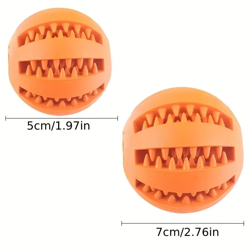 Dog Treat Dispensing Ball - Natural Rubber Chew Toy for Teeth Cleaning, Elastic Interactive Puzzle Toy to Relieve Boredom