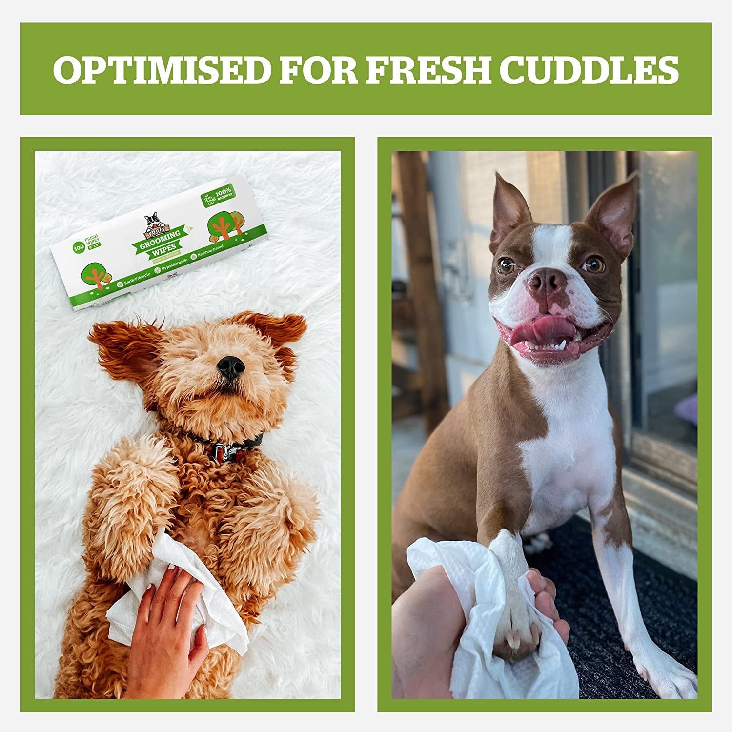 Pogi’S Dog Wipes Travel Packs – Hypoallergenic Pet Wipes for Paws, Body & Butt – Cleaning & Hydrating, Green Tea Scent, 240-Count