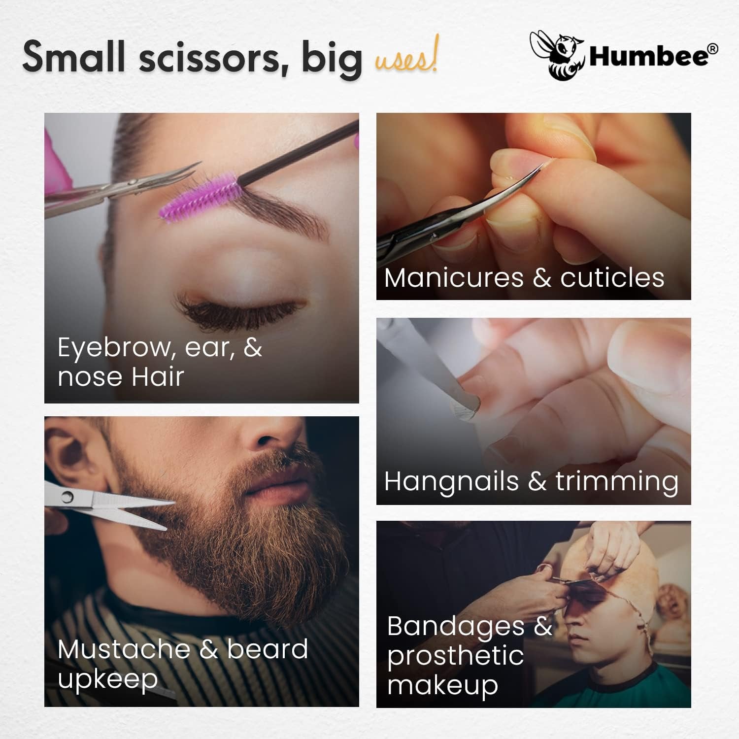 Hair Trimming Scissors Set, Grooming Scissors for Facial Hair, Nose Hair, Mustache, and Beard Grooming, Stainless Steel Eyebrow Scissors