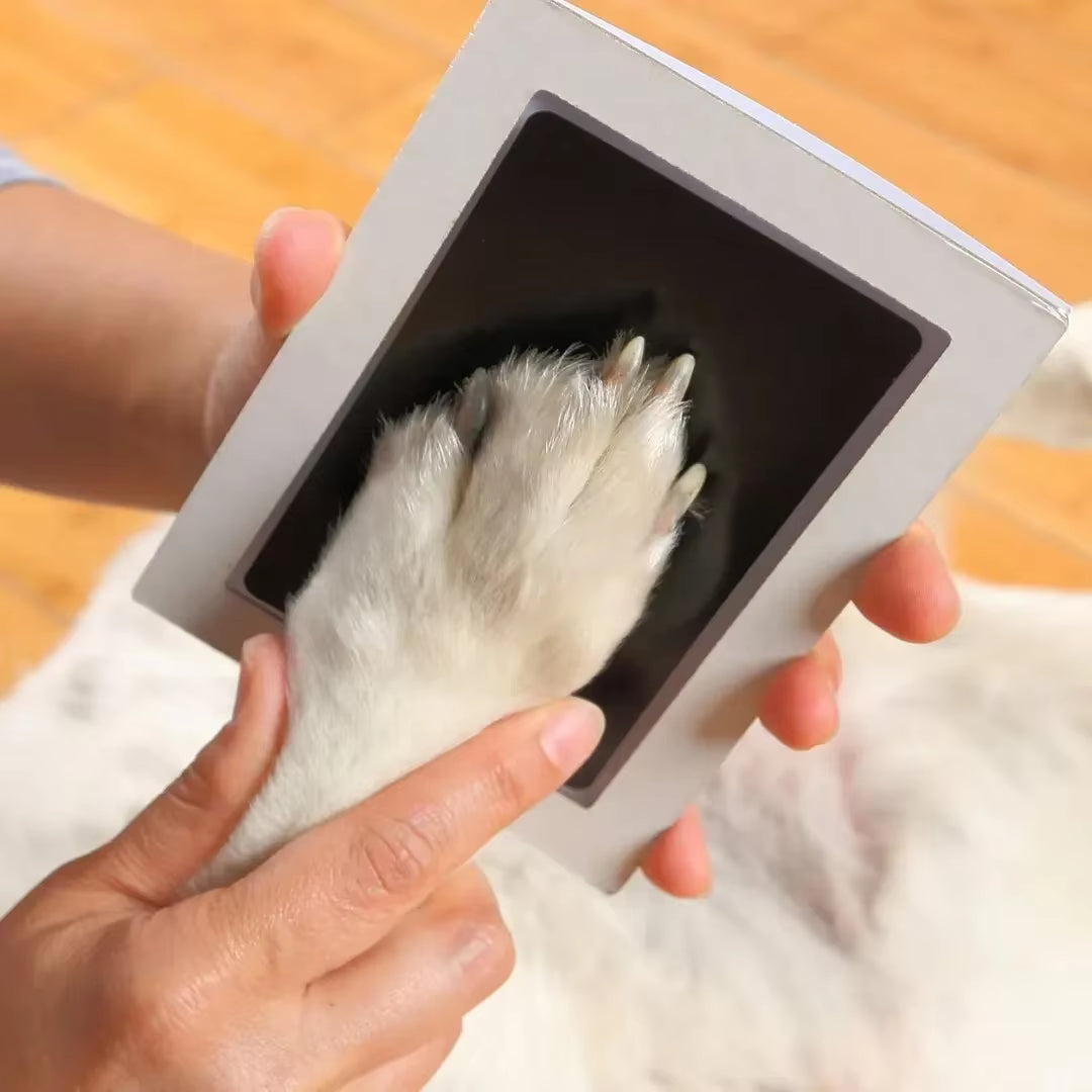 Paw Print Clean Touch Ink Pad with a Picture Frame, Dog or Cat Pet Owner Keepsake, DIY Inkless Nose Pawprint Impression Making