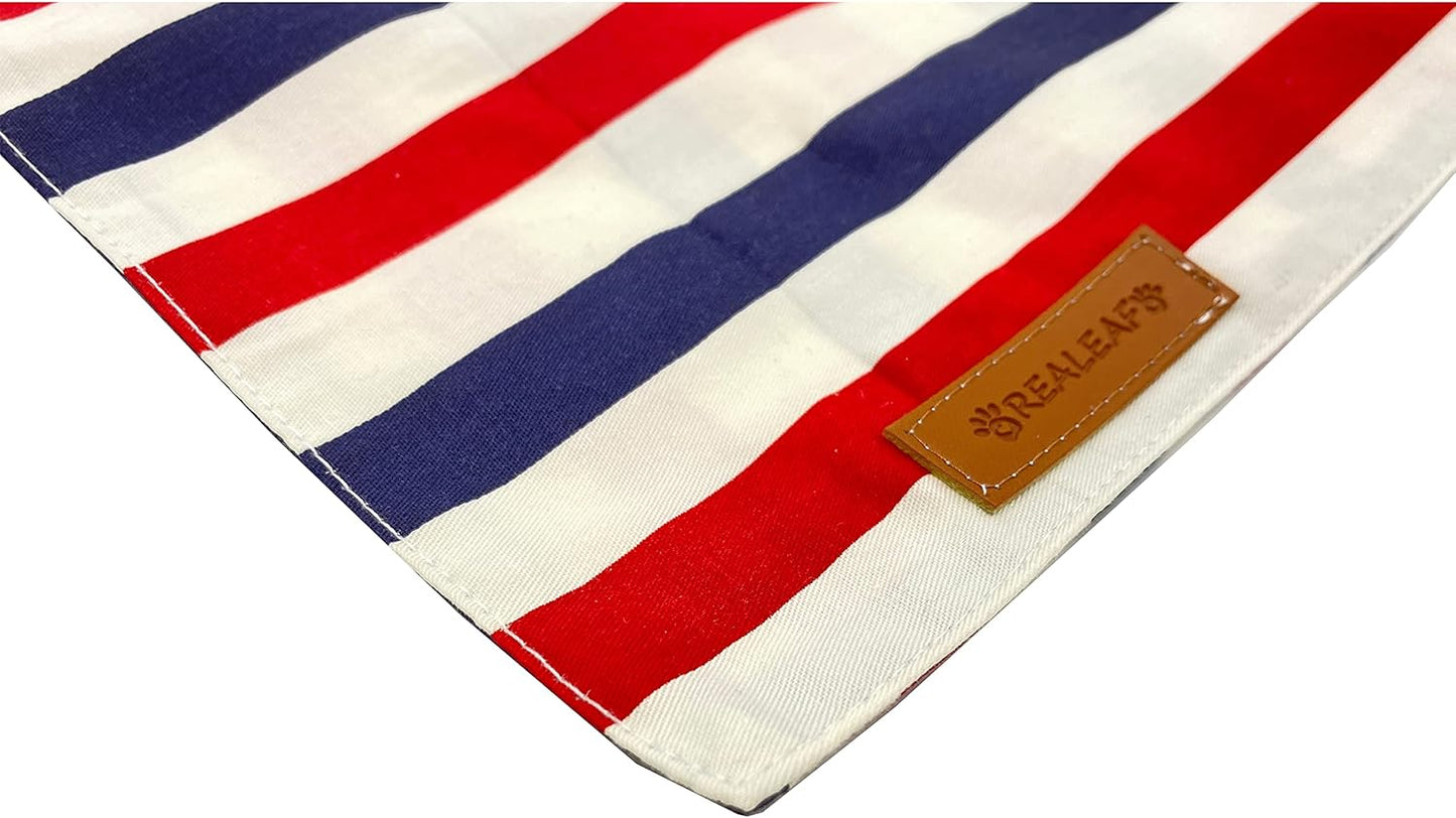 4Th of July Dog Bandanas 2 Pack, Reversible American Flag Pet Scarf for Boy and Girl, Premium Durable Fabric, Patriotic Bandana for Small and Medium Dogs (Small)