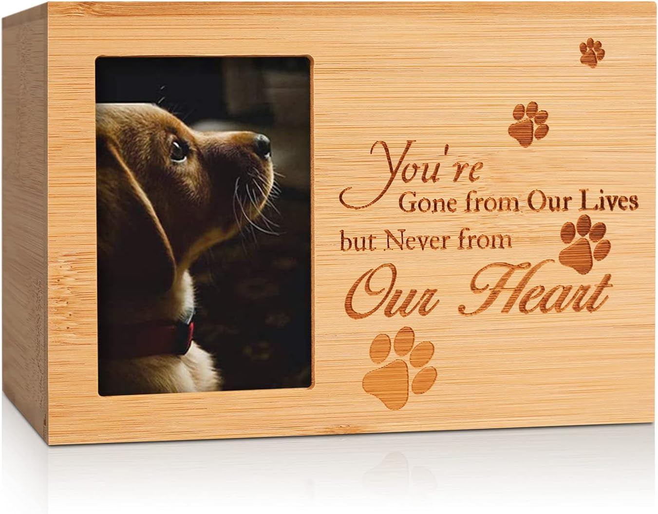 Cremation Urns for Ashes，Burly Wood Keepsake Urns for Dogs Ashes,Pet Memorial Keepsake Urns,Wood Urn,Photo Box Pet Cremation Urn