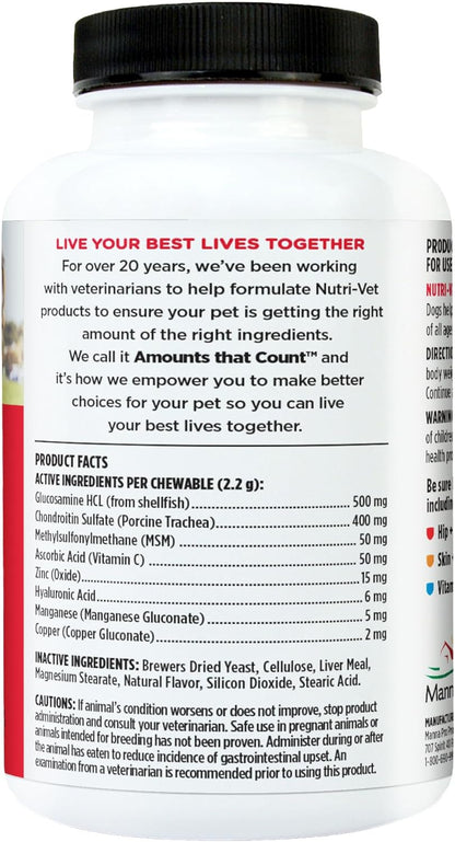 Advanced Strength Hip & Joint Supplement for Dogs, Puppy Supplements, Dog Joint Supplement, Contains 500Mg of Glucosamine, 400Mg of Chondroitin, 50Mg of MSM, Puppy Essentials, 300 Tablets