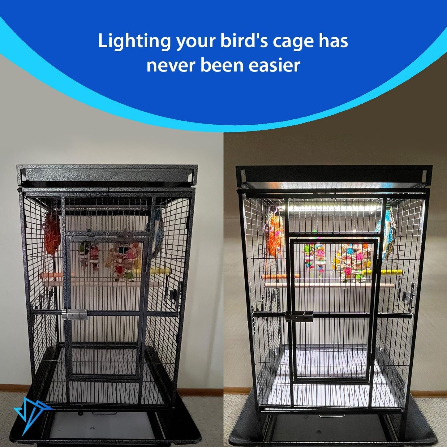 Happybird Lighting Company - Bird Cage Light with Chew Guard for Parrots - Full Spectrum LED Pet Lamp - Simulates Natural Environment (60 Cm Parrot Light)
