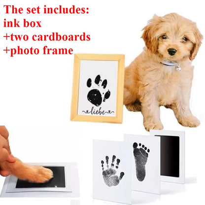 Paw Print Clean Touch Ink Pad with a Picture Frame, Dog or Cat Pet Owner Keepsake, DIY Inkless Nose Pawprint Impression Making