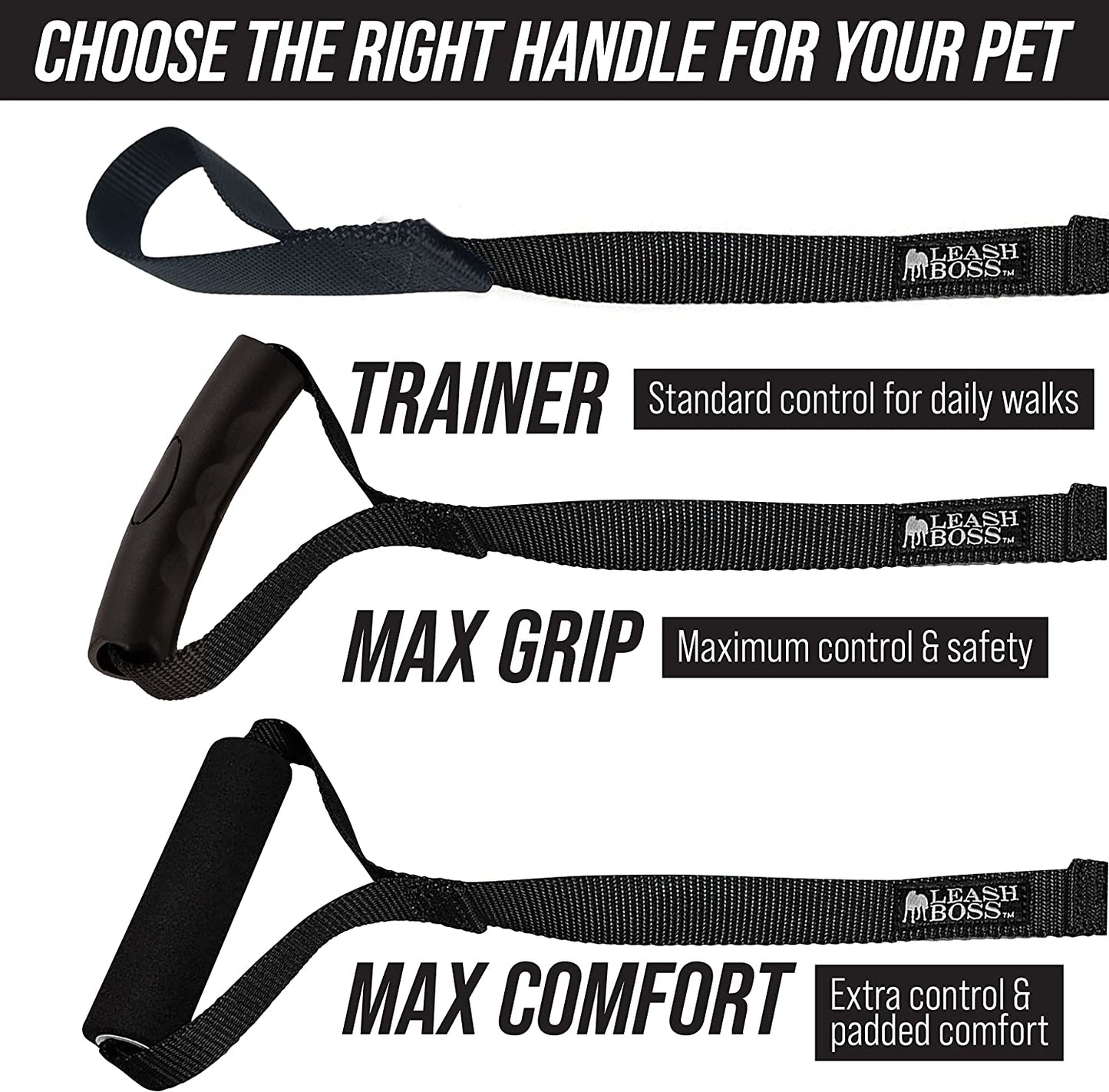 Free Range - Long Dog Leash for Large Dogs + Drawstring Backpack - 1 Inch Nylon Training Lead with Padded Handle (Black) (50 Ft)