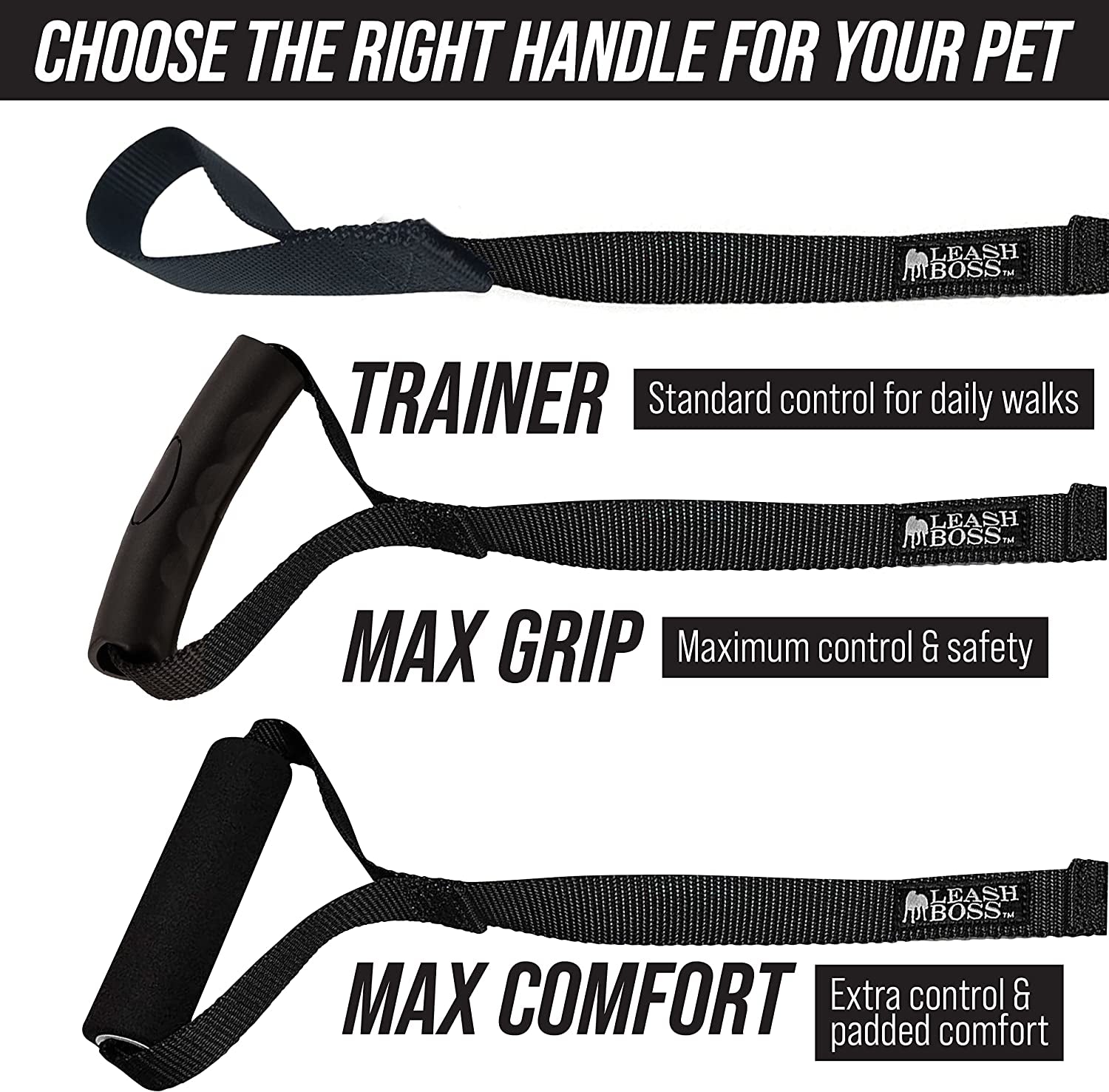 Free Range - Long Dog Leash for Large Dogs + Drawstring Backpack - 1 Inch Nylon Training Lead with Padded Handle (Black) (50 Ft)