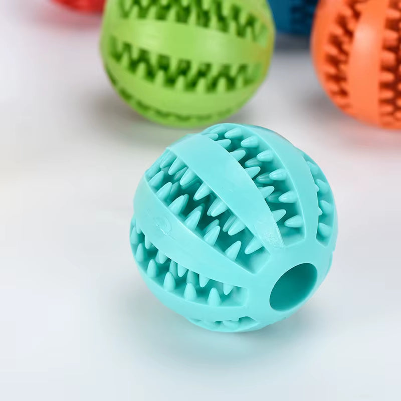 Dog Treat Dispensing Ball - Natural Rubber Chew Toy for Teeth Cleaning, Elastic Interactive Puzzle Toy to Relieve Boredom