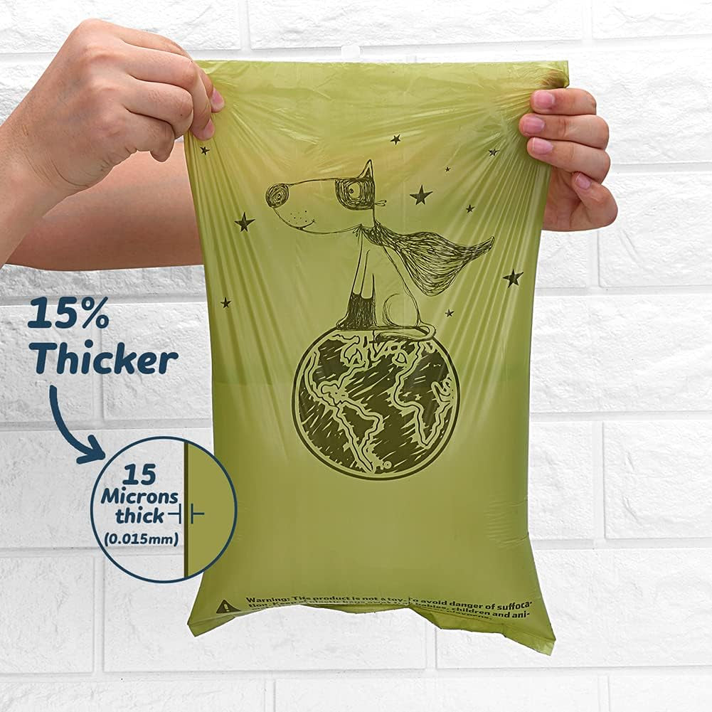 Dog Poop Bags 360 Count, Biodegradable Lavender Extra Thick Waste Bags with Dispenser, 100% Leak-Proof Doggie Bag Refill Rolls