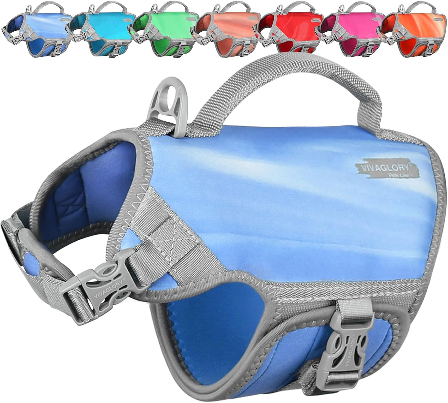 Neoprene Dog Life Vest, Dog Life Jacket for Swimming & Boating, Lightweight & Buoyancy for Puppy Doggy, Swimming Vest with Handle, XS, Blue Wave