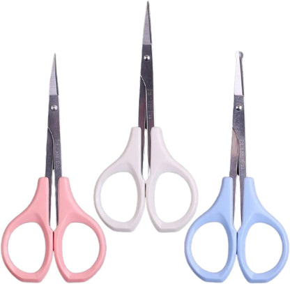 Hair Trimming Scissors Set, Grooming Scissors for Facial Hair, Nose Hair, Mustache, and Beard Grooming, Stainless Steel Eyebrow Scissors