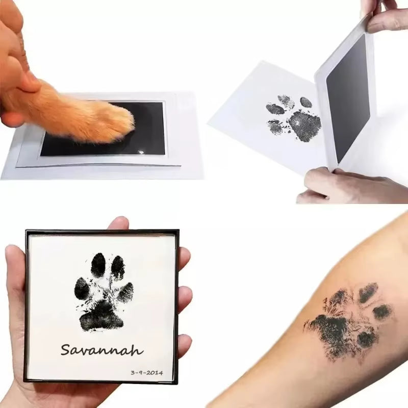 Paw Print Clean Touch Ink Pad with a Picture Frame, Dog or Cat Pet Owner Keepsake, DIY Inkless Nose Pawprint Impression Making