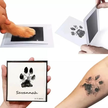 Paw Print Clean Touch Ink Pad with a Picture Frame, Dog or Cat Pet Owner Keepsake, DIY Inkless Nose Pawprint Impression Making