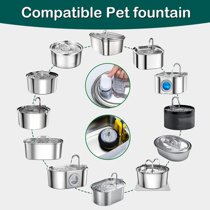 Cat Water Fountain Filter,16 Pack Cat Fountain Replacement Filters for Stainless Steel 67Oz/2L Adjustable Water Flow Pet Water Fountain,Dog Water Fountain (8+8 Pack)