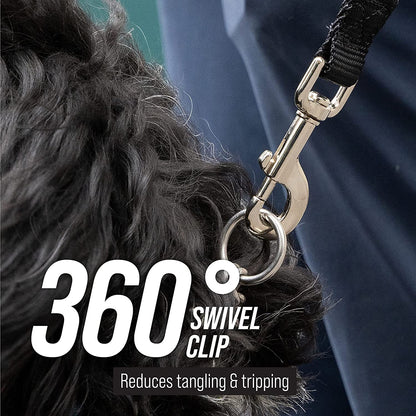 Free Range - Long Dog Leash for Large Dogs + Drawstring Backpack - 1 Inch Nylon Training Lead with Padded Handle (Black) (50 Ft)