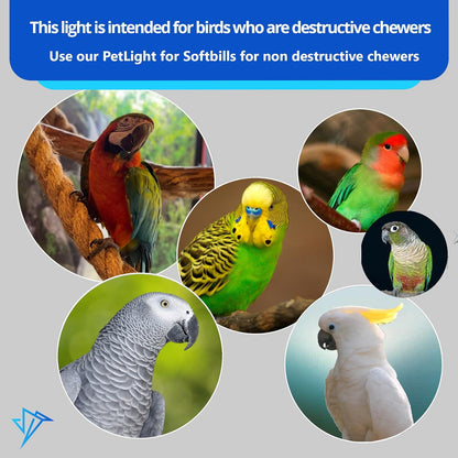 Happybird Lighting Company - Bird Cage Light with Chew Guard for Parrots - Full Spectrum LED Pet Lamp - Simulates Natural Environment (60 Cm Parrot Light)