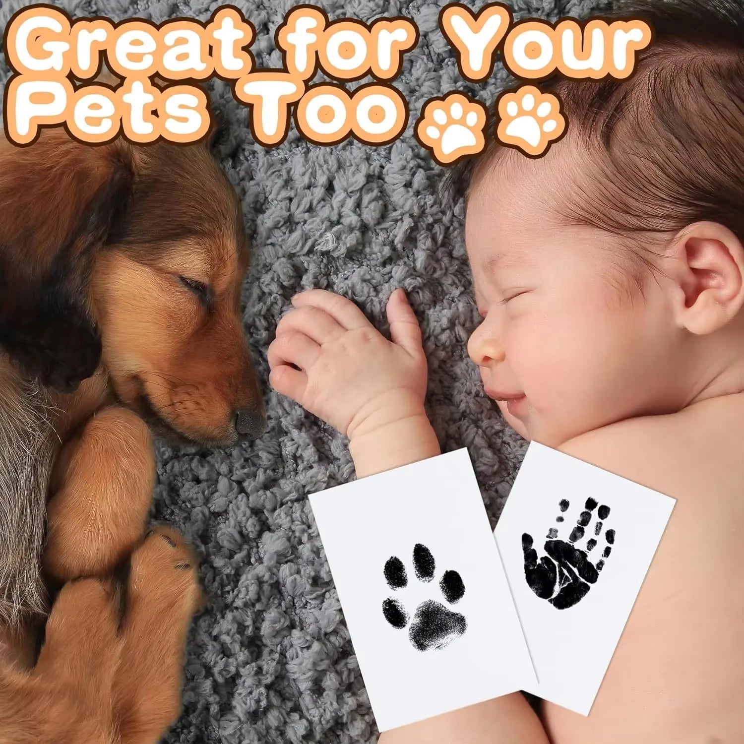 Paw Print Clean Touch Ink Pad with a Picture Frame, Dog or Cat Pet Owner Keepsake, DIY Inkless Nose Pawprint Impression Making