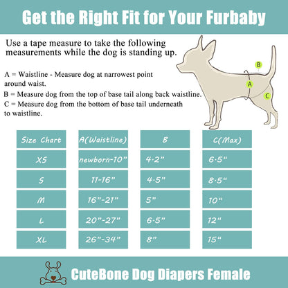 Dog Diapers Female Washable Small Medium Large 3 Pack Reusable Doggie Diapers Puppy Period Pants for Doggy Heat Cycle Peeing D14XS