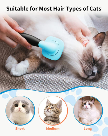 Dog & Cat Grooming Brush - Slicker Shedding Tool (Blue)
