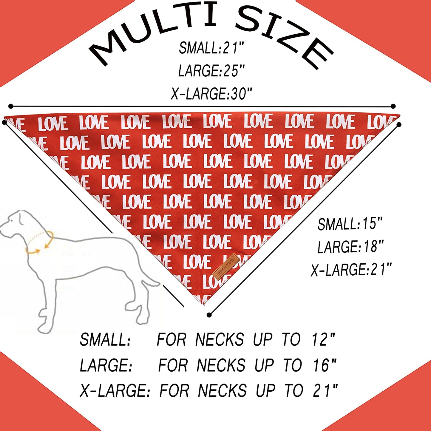 Love Dog Bandanas 2 Pack, Triangle Reversible Mothers Day Valentine'S Day Pet Scarf for Boy and Girl, Premium Durable Fabric, Holiday Bandana for Medium and Large Dogs (Large)