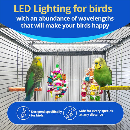 Happybird Lighting Company - Bird Cage Light with Chew Guard for Parrots - Full Spectrum LED Pet Lamp - Simulates Natural Environment (60 Cm Parrot Light)